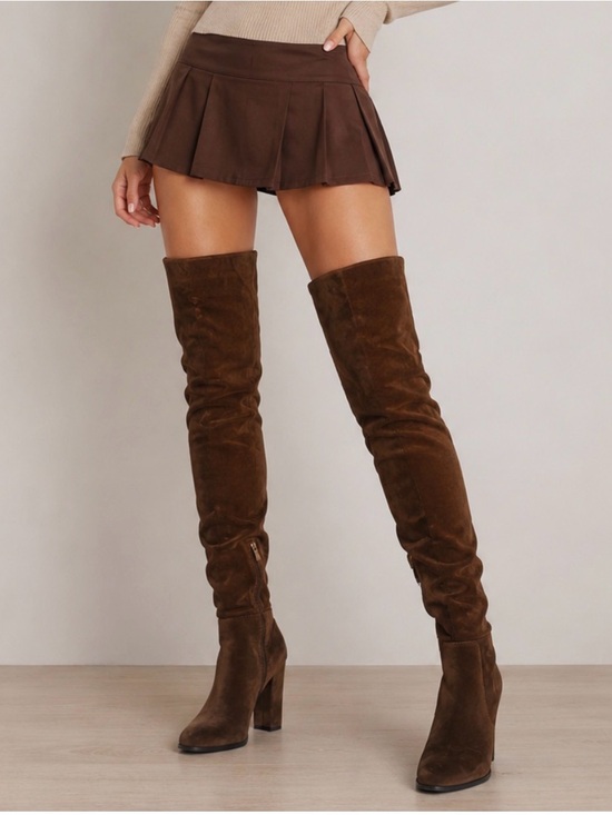 Azalea Wang Shoes - Azalea Wang Nanette Brown Thigh-High Boots – NIB – Sizes 6 & 6.5